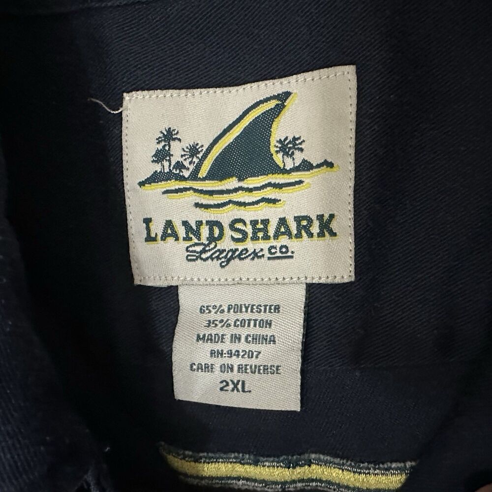 Landshark Lager Button Shirt Mens XXL Mechanic Short Sleeve Blue Embroidered - Picture 11 of 11
